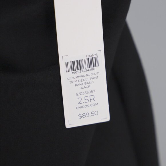 NWT CHICO'S So Slimming 360 Juliet Ponte Trim Detail Pant Black Size 2.5/US 14 - Picture 9 of 10